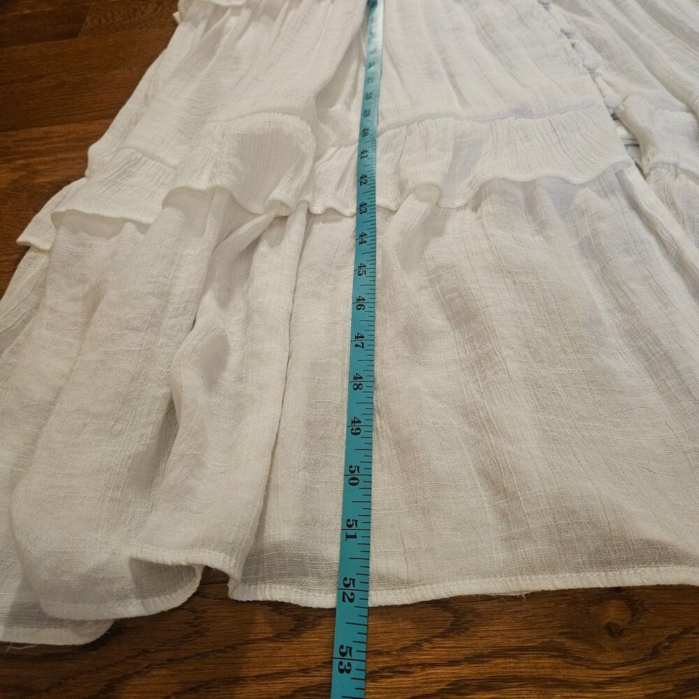 FAB'RIK Maxi Dress White Women Sz L Ruffles Tiers V-Neck Bohemian Cottagecore - Picture 9 of 11